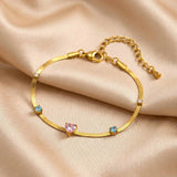 Pink Heart Herringbone Chain Bracelet