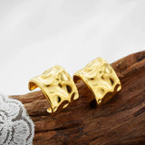 Wide C-Shape PVD Gold Stud Earrings