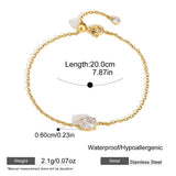 Heart & Round Zircon Charm Chain Bracelet