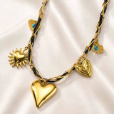 Turquoise Leopard Heart Choker