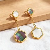 Abalone Hexagon Gradient Drop Earrings