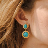 Vintage Turquoise Round Drop Earrings