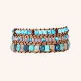 Turquoise and Howlite Three Wrap Bracelet