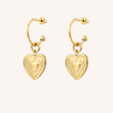 Vintage Heart Charm Hoops