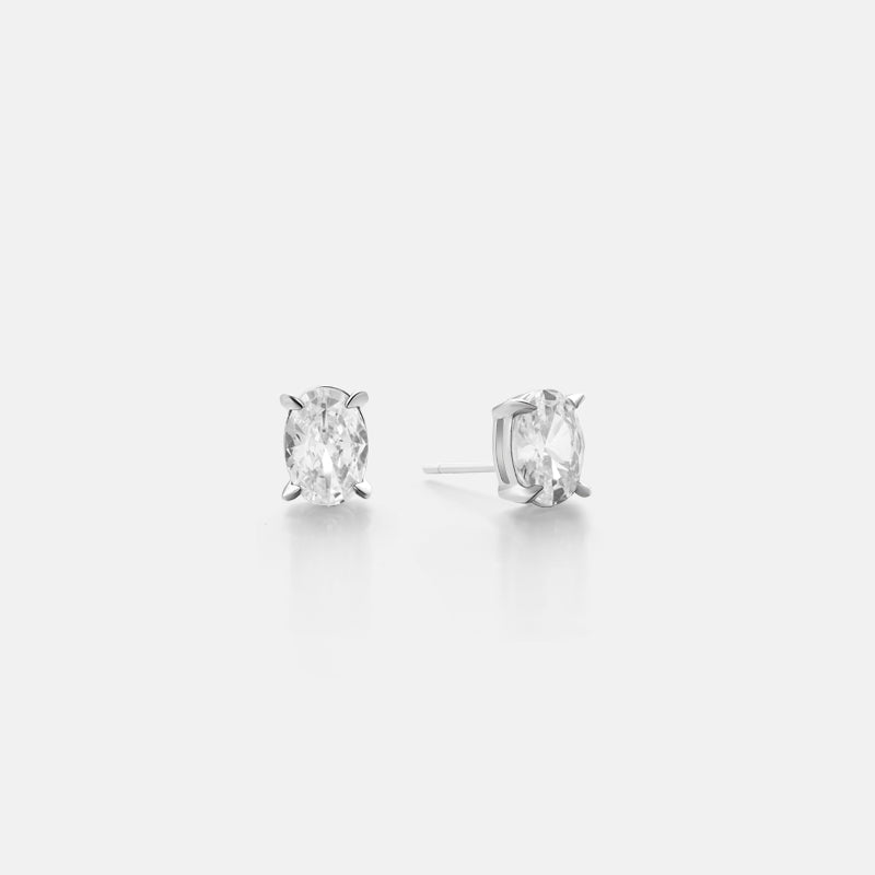 Pip Single Carat Gold Vermeil Oval Studs