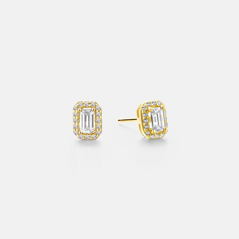 Claire Emerald Cut Moissanite Gold Vermeil Earrings